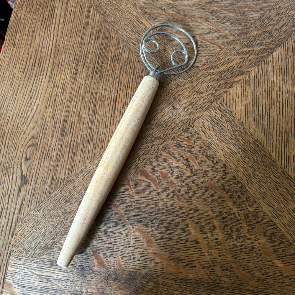 Wood Handle Spiral Dough Whisk